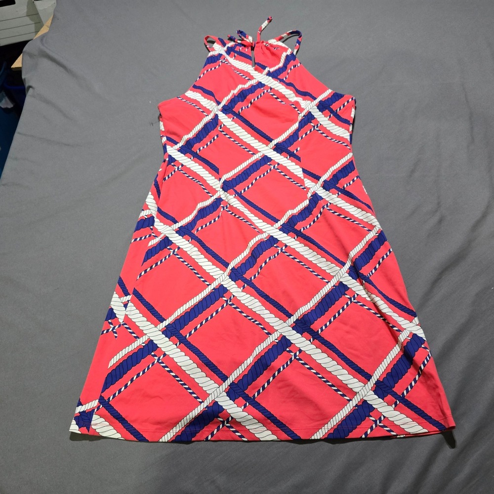 J.McLaughlin Halter Dress Women M Pink Rope Plaid Nautical Coastal Stretch - Picture 7 of 8
